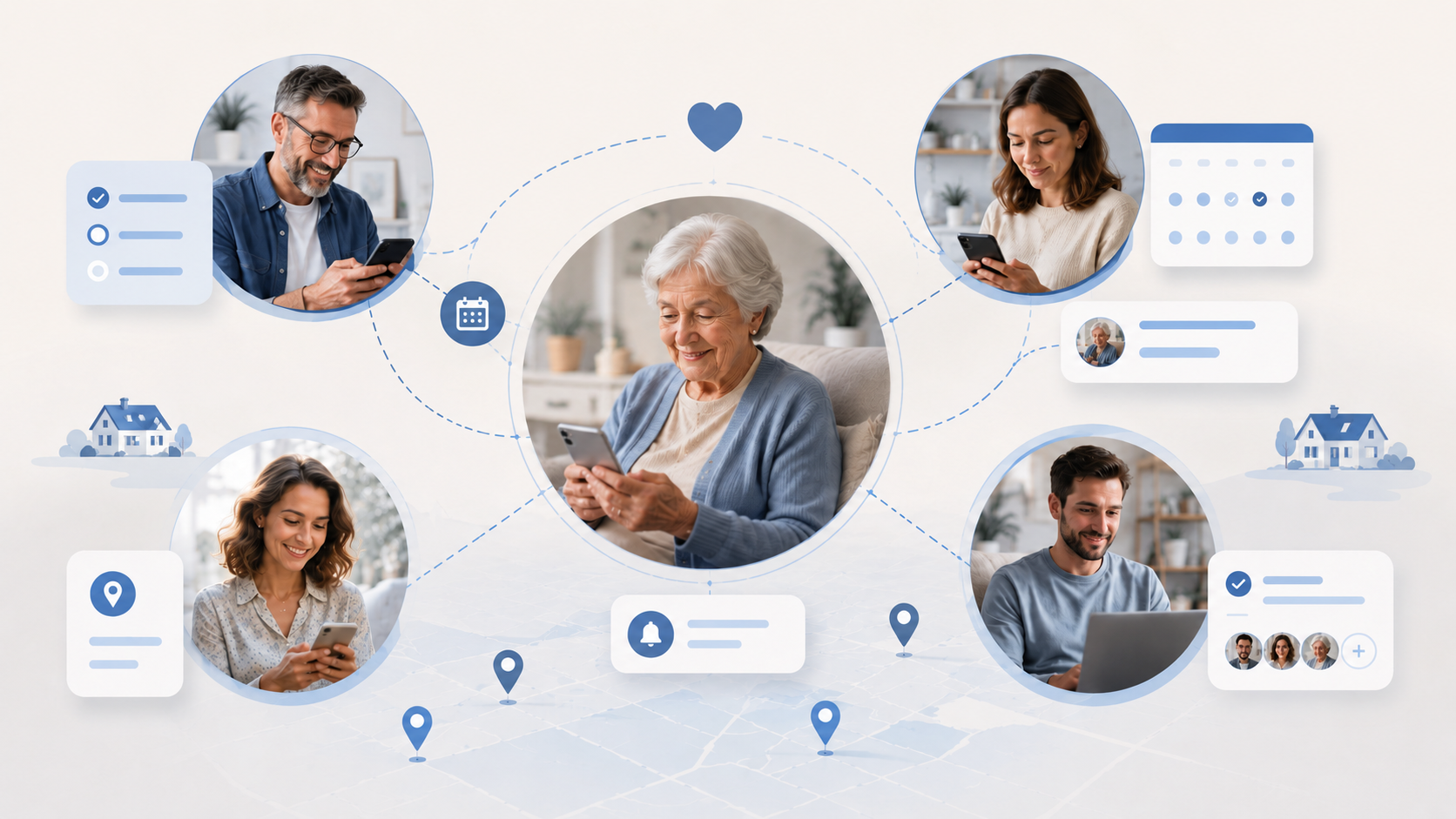 Family members and caregivers connected through the Handled care network
